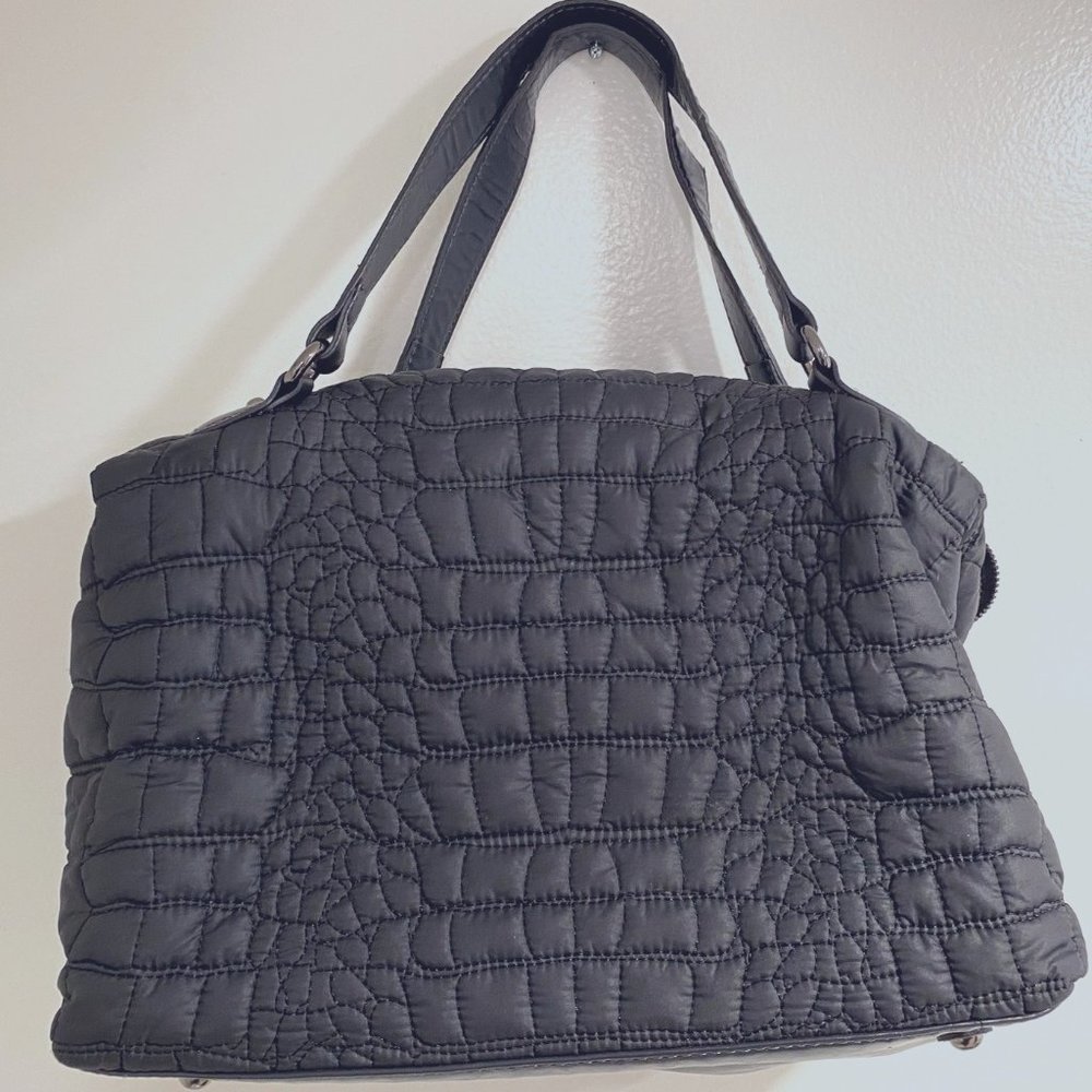 ZARA gun metal gray quilted handbag Nylon